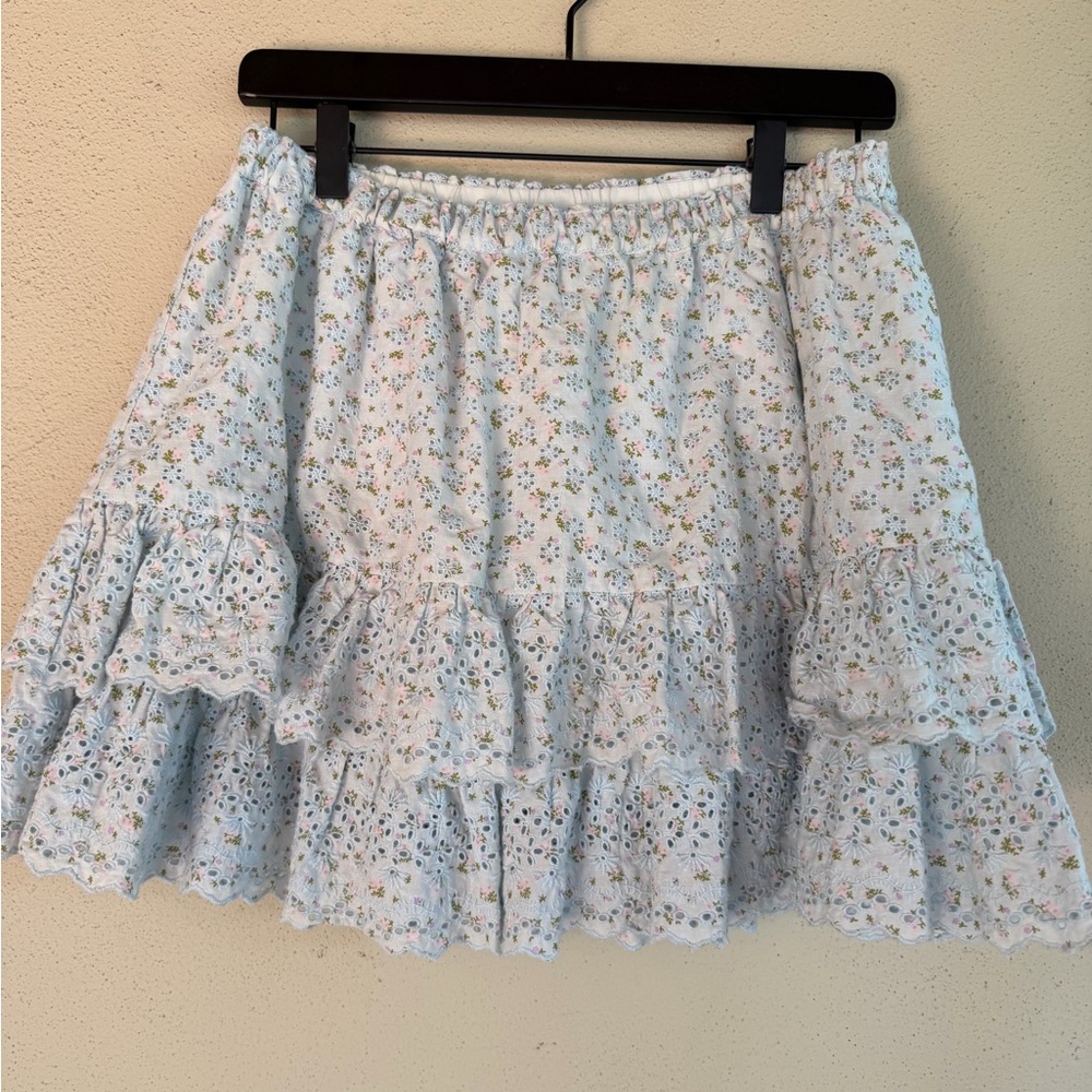 Lucky Brand Women's Printed Cotton Tiered Mini Skirt